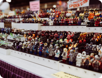 Collectible figurine display at convention